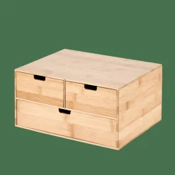 BAMBOO Armoire De Rangement 3 Tiroirs Naturel