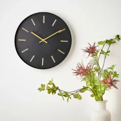 BLACK Horloge Murale Noir