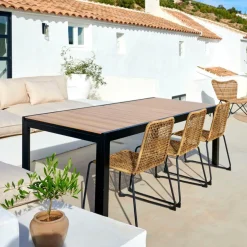 ETHAN Table Extensible Noir, Naturel