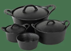 FERO Pot Allant Au Four Avec Couvercle 80 CL Noir
