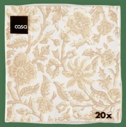 HENNA FLOWER Set De 20 Serviettes Rouge, Beige