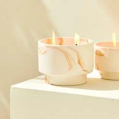 MARBLE Bougies D'extérieur Blanc, Orange