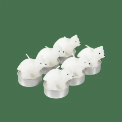 POLA 6 Bougies Chauffe-plat Ours Blanc Blanc