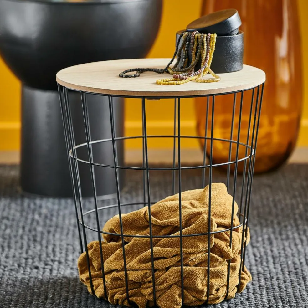 WIRE Table D'appoint Noir, Naturel