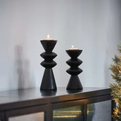 ZIGZAG Support Bougie Chauffe-plat Noir